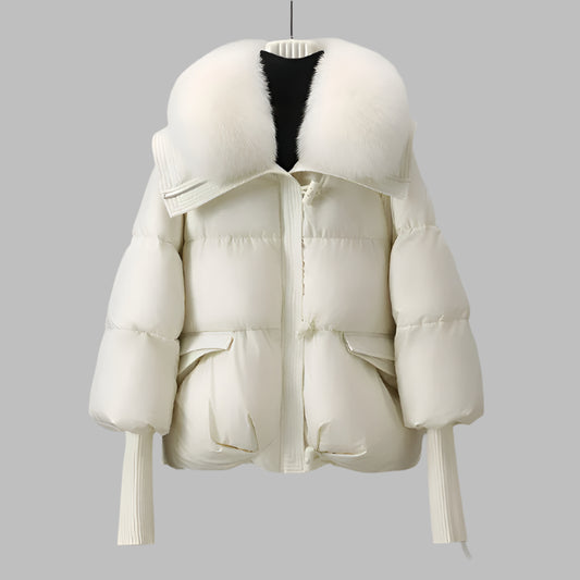 Down Cotton-padded Jacket Women's Short Fur Collar