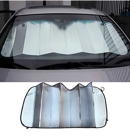 Parasol plegable delantero y trasero para coche (plateado)