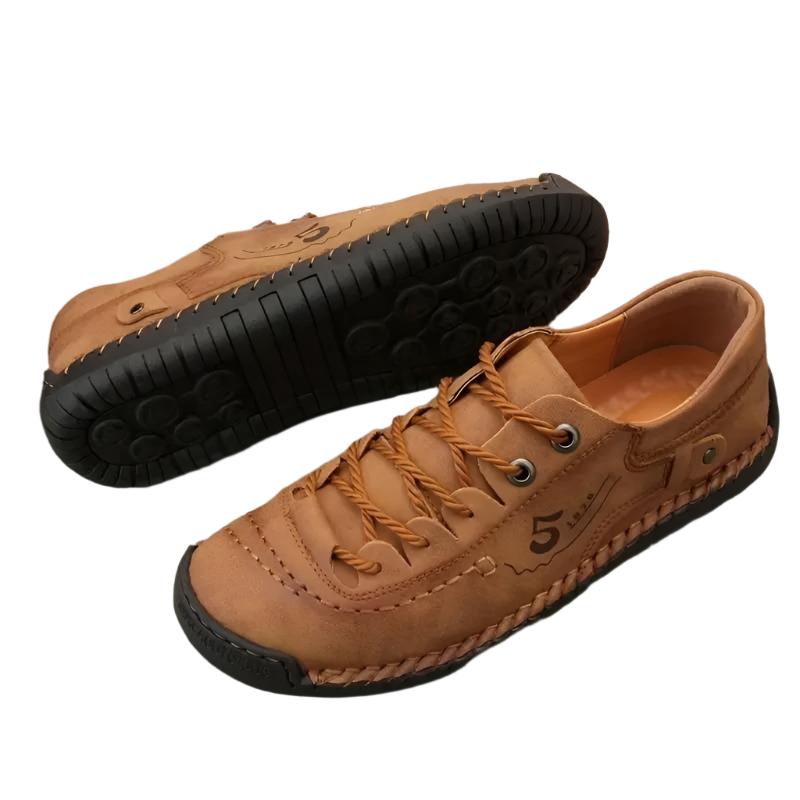 Men's Casual Leather Tan Shoes Lightweight