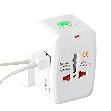 Worldwide Travel Adapter with Built in Dual USB Charger Ports