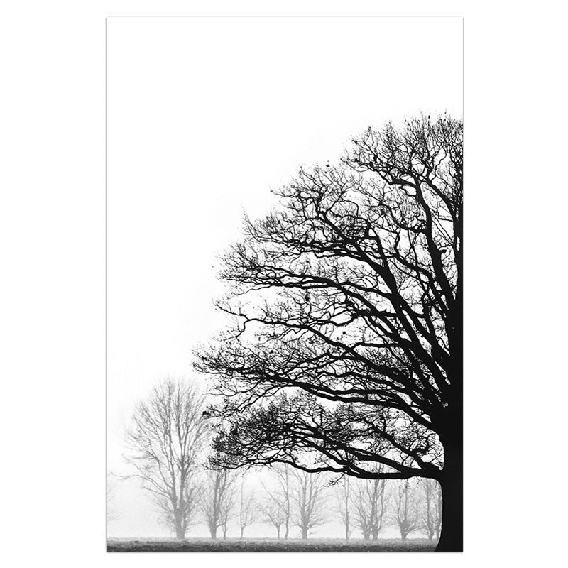 Winter Trees Modern Sofa Painting (Black And White)