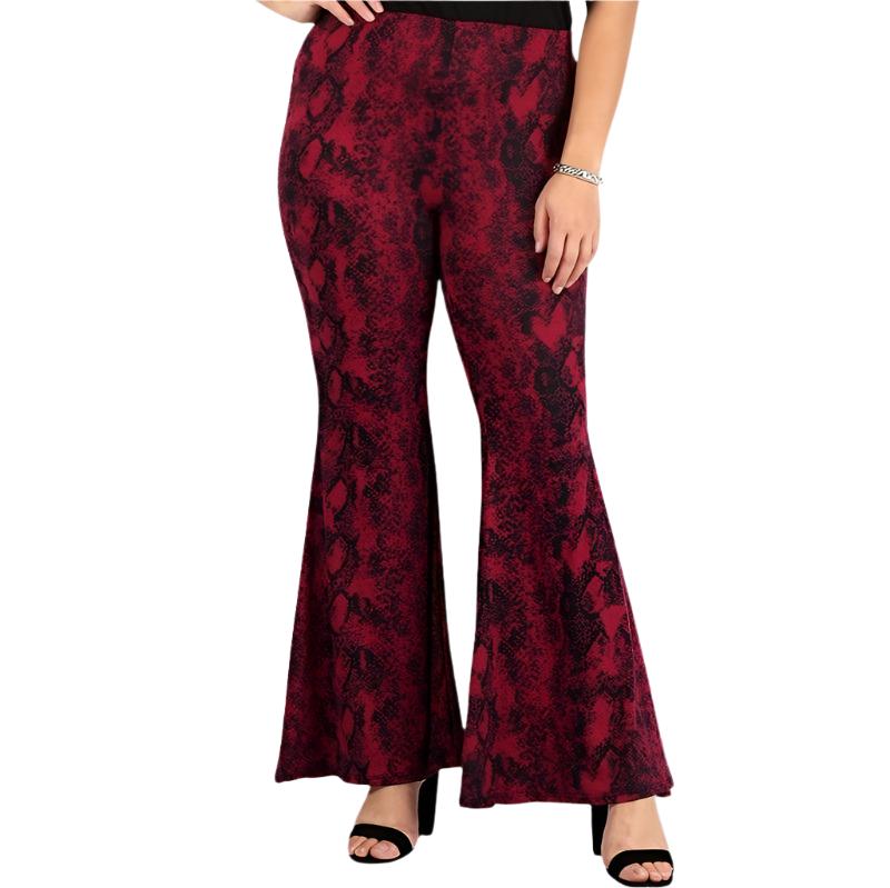 Print, High Waist, Flared Bottom Pants