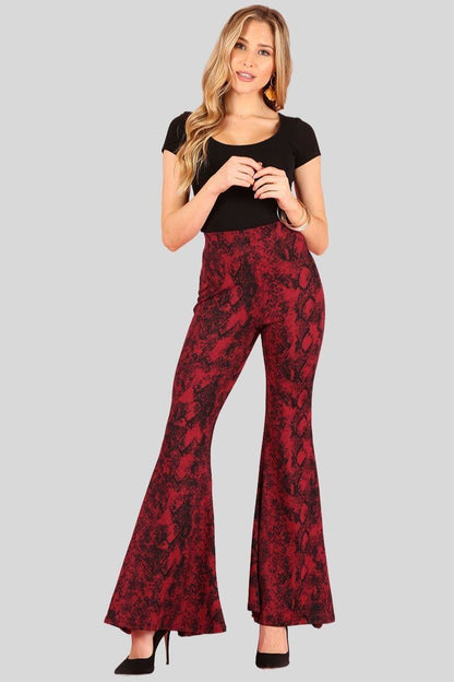 Print, High Waist, Flared Bottom Pants